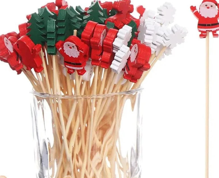 Espetos de Bambu de Natal Descartável para Petisco