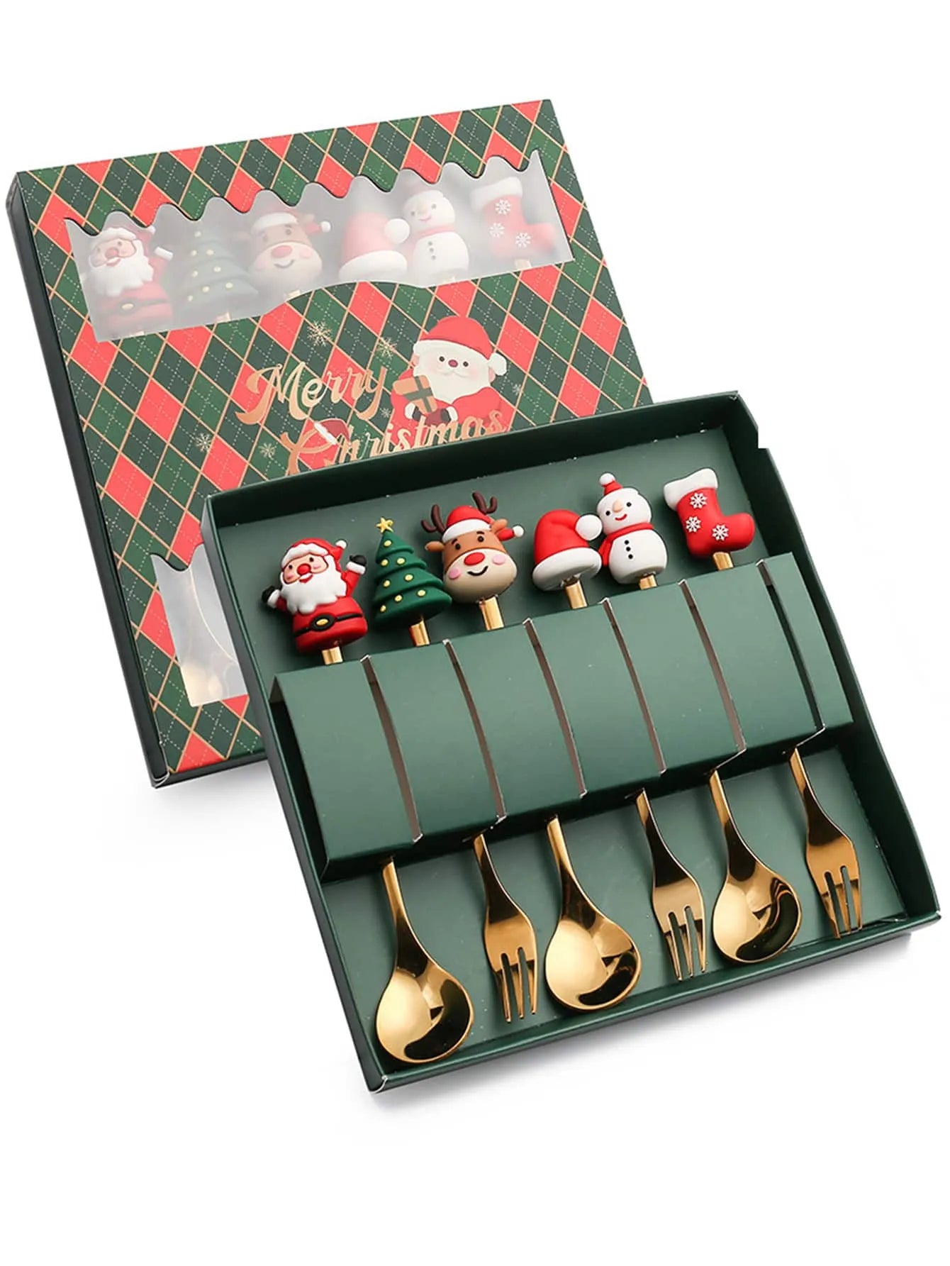 Conjunto de Talheres Decorativos de Natal em Aço Inox