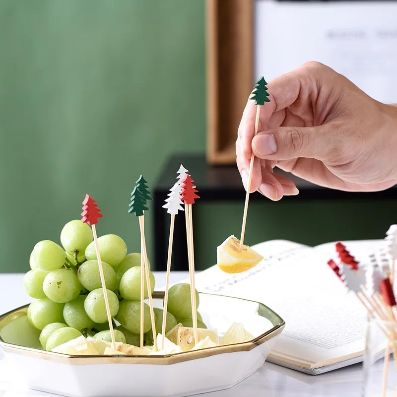 Espetos de Bambu de Natal Descartável para Petisco