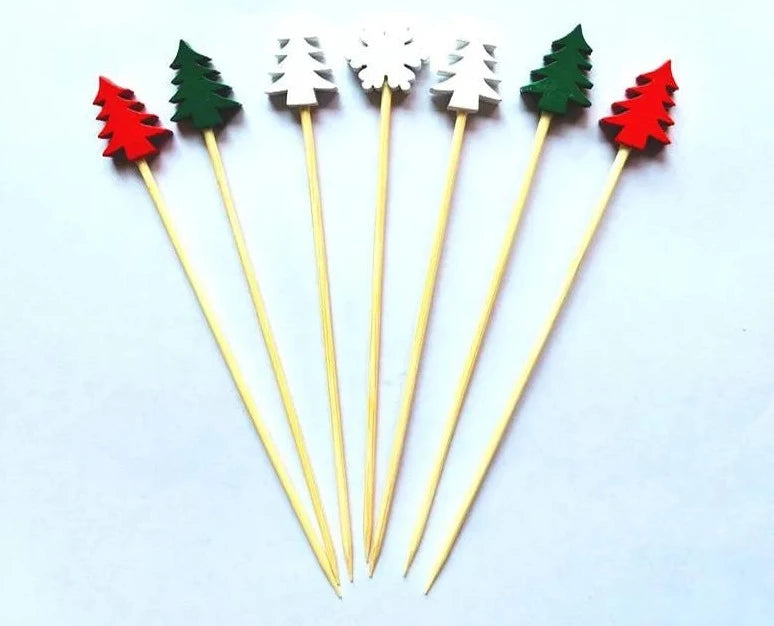 Espetos de Bambu de Natal Descartável para Petisco